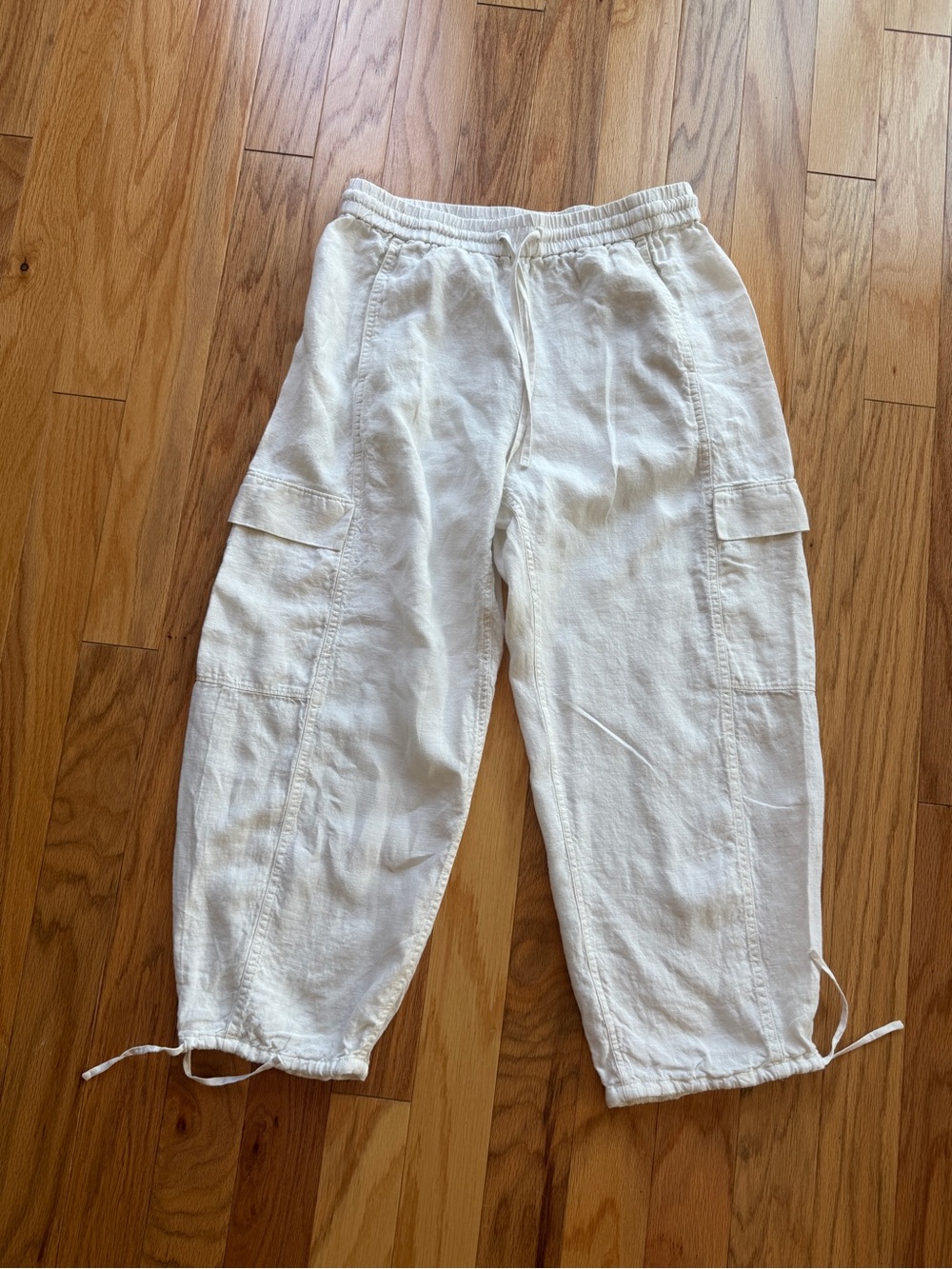 Everlane white linen cargo pants
